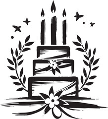 Monochrome wedding cake decorated in a minimalist Sumi-e style w