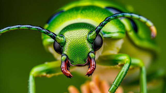 Magnificent Green June Beetle Close-Up