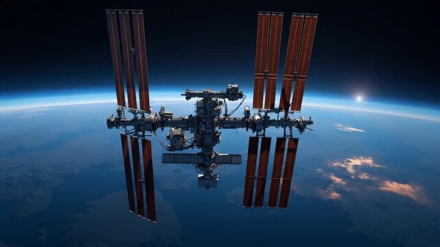 International Space Station in outer space over the planet Earth orbit
