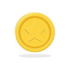 Golden coin with star emblem symbolizing reward achievement or currency