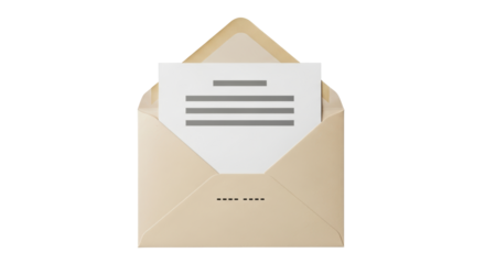 Isolated Open Envelope with Letter