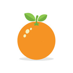 Illustration of a fresh orange fruit with green leaves in a minimalist style.