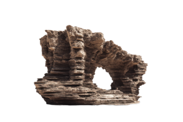 Layered Rock Arch Formation on Transparent Background