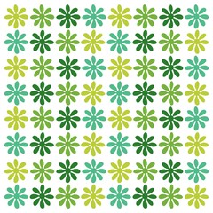 A seamless pattern featuring light teal blue flowers and light gray green foliage arranged on slender, branching stems. The flowers are small, clustered, and have a delicate, almost rose like form.