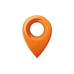 Orange 3D location pin icon. Glossy map pointer for navigation and destination