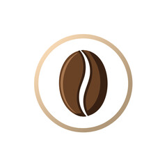 Vibrant brown roasted coffee bean centered within an elegant warm gradient circle symbol icon