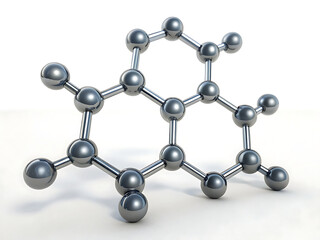 Obraz premium A close up of a silver molecule structure with balls and sticks on a white background studio shot