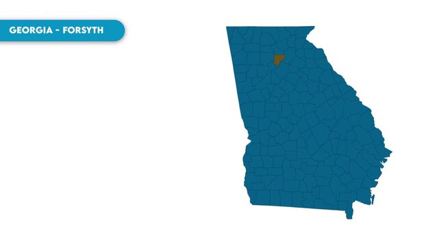 Forsyth Map Video, Georgia map, Political Map of Georgia, national flag and borders, perfect for presentations, travel, education, geography, and global studies.