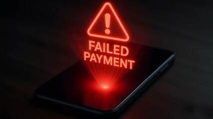 A video of a smartphone displaying a Failed Payment message. - Powered by Adobe