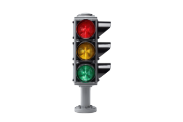 Classic Traffic Signal Isolated on Transparent Background