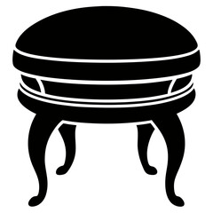 Minimal Ottoman Stool Black Silhouette Vector Illustration