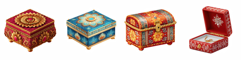 Jewelry box, clipart collection, vector, icons isolated on transparent background