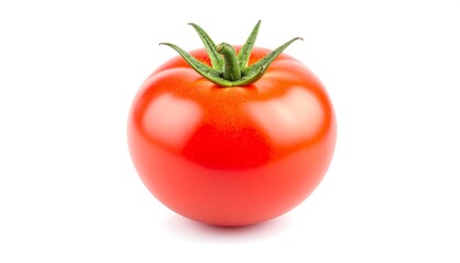 Fresh and vibrant: A ripe red tomato glistening under studio lighting