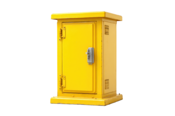 Yellow Electrical Cabinet on Transparent Background