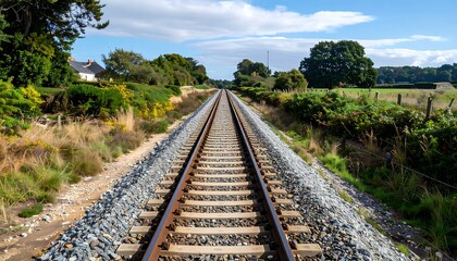 Obraz premium Railroad tracks stretching into a landscape
