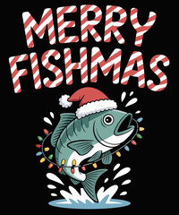 Merry Fishmas Santa Fishing Lovers Funny Fisherman Christmas