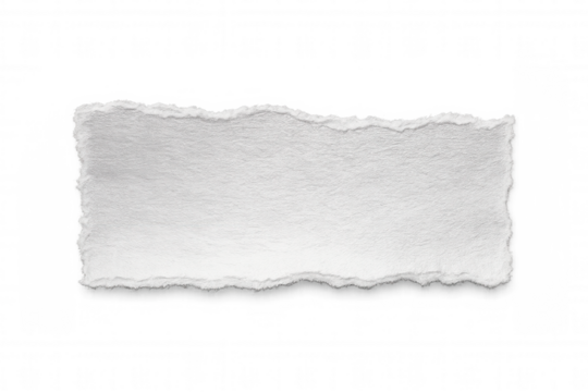 Torn piece of white paper with transparent background, ideal for adding a realistic touch to designs