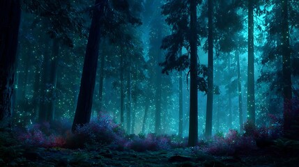Naklejka premium dark forest in the night