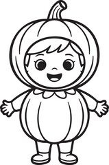 Adorable kid in pumpkin costume illustration