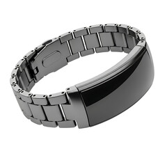 Fototapeta premium Sleek metal band smartwatch with modern design and durable construction for everyday wear transparent background