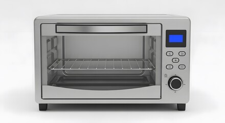 Fototapeta premium Modern Toaster Oven: A contemporary toaster oven presents a sleek design, featuring stainless steel components and user-friendly controls. This appliance embodies convenience and innovation.