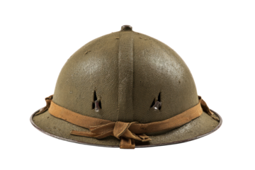 Vintage British Brodie Combat Helmet on Transparent Background