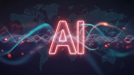 Artificial Intelligence Global Neural Network Data Concept, 3D Rendering.