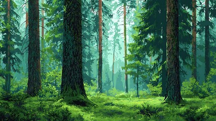 Obraz premium green forest in the morning