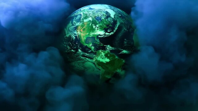 Isolated vibrant smoke grenade burst morphing into a vivid globe silhouette ideal for ecofriendly concepts and global awareness presentations on green screen.