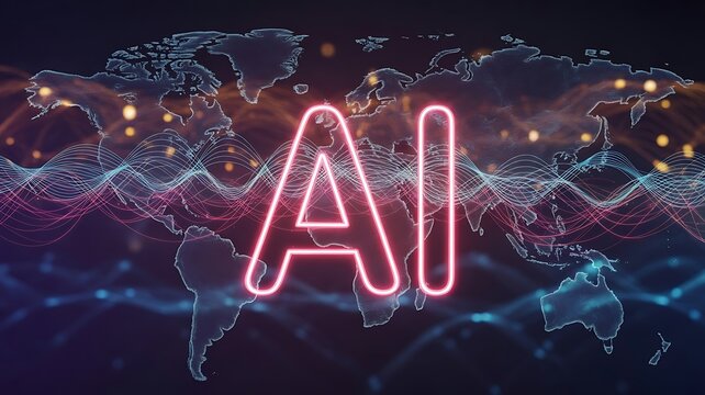 Artificial Intelligence Global Neural Network Data Concept, 3D Rendering.