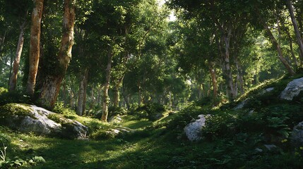 Obraz premium green forest in the morning