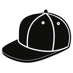 Flat Brim Snapback Hat Black Silhouette Vector on White Background