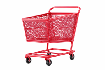Red Mesh Shopping Basket on Wheels