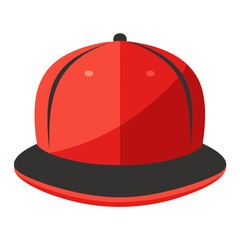 Flat Brim Snapback Hat Black Silhouette Vector on White Background