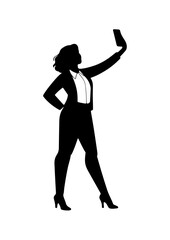 Businesswoman Taking Selfie Silhouette