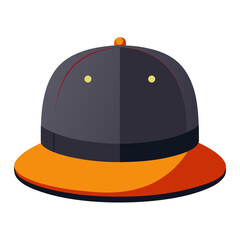 Flat Brim Snapback Hat Black Silhouette Vector on White Background