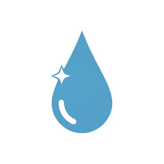Fototapeta premium A simple blue water drop icon with a sparkle, isolated on white.