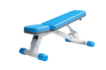 Blue Adjustable Exercise Bench on Transparent Background
