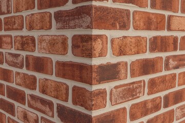 Obraz premium Brick wall corner, exterior, texture, background, construction, design, architecture, close-up