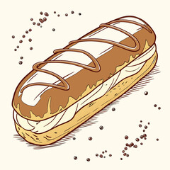 vector illustration of bread with sesame