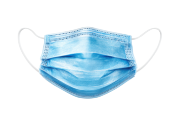 Blue Disposable Surgical Face Mask on Transparent Background