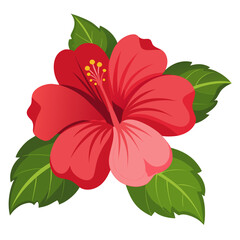Cartoon Red Hibiscus Flower Illustration