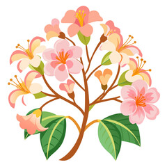 Obraz premium Cartoon Pink Blossom Branch Illustration
