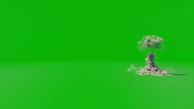 A small-scale nuclear explosion with a mushroom cloud expanding outward,