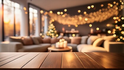 cozy blurred living room background with bokeh lights creating a warm and inviting ambiance for interior design and decor projects