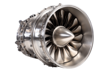 Jet Turbofan Engine Fan Isolated on Transparent Background
