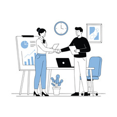man and woman in the office