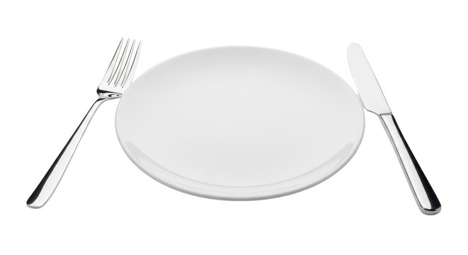 Isolated Plate with Cutlery