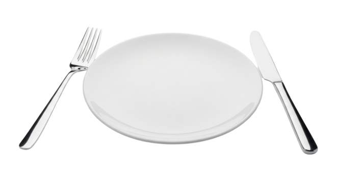 Isolated Plate with Cutlery