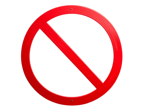  Classic Red Circle with Diagonal Slash, Not Allowed Sign, Isolated